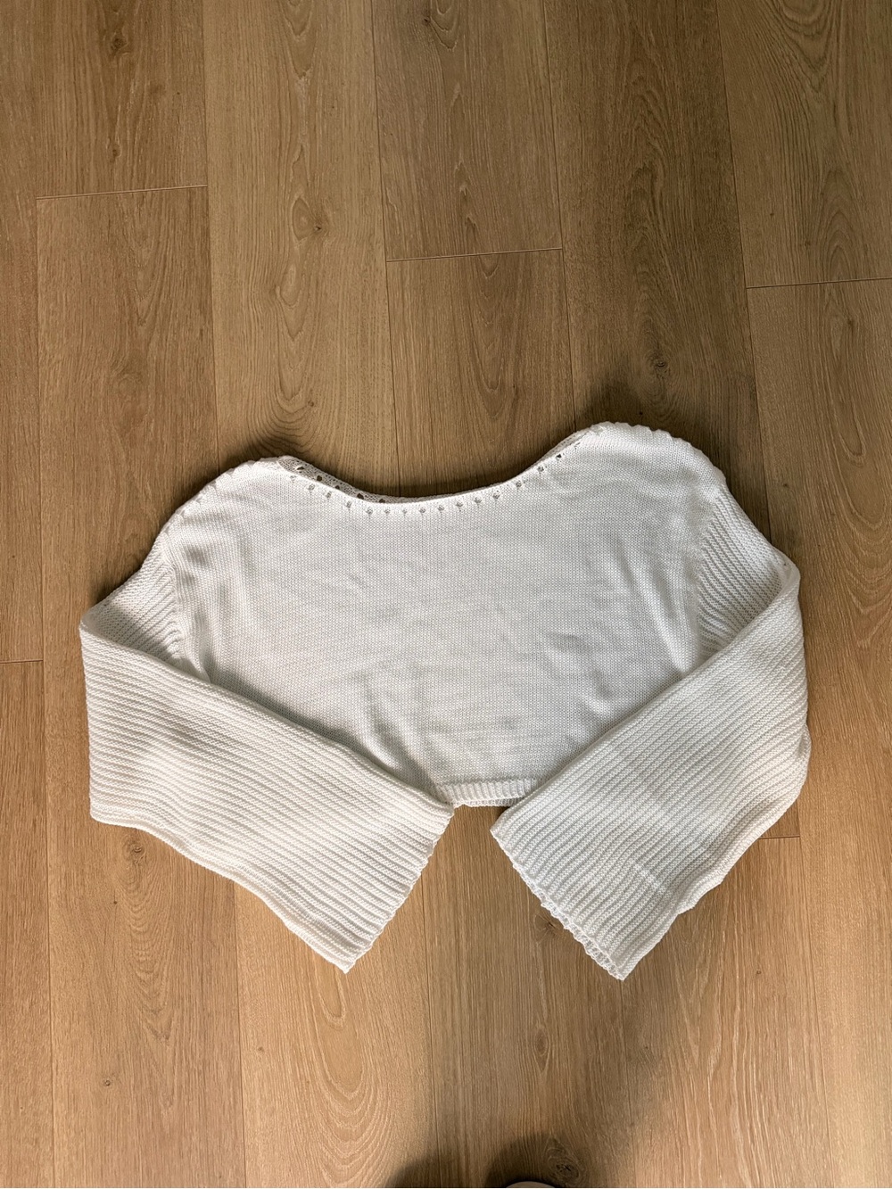 White Cropped Knit Sweater